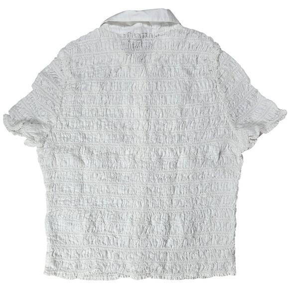 J. Crew Smocked button-up shirt‎ in cotton-blend voile White XL BU278 - Picture 2 of 8